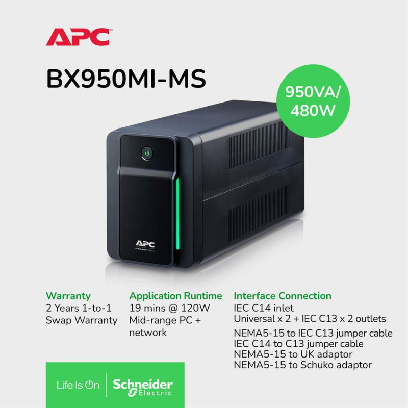 UPS APC Back UPS BX 950VA 520W BX950MI-MS