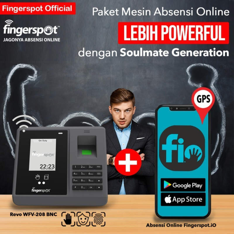 Mesin Absensi Wajah Sidik Jari Vena Telapak Tangan Revo WFV 208 BNC - Paket Absensi Online