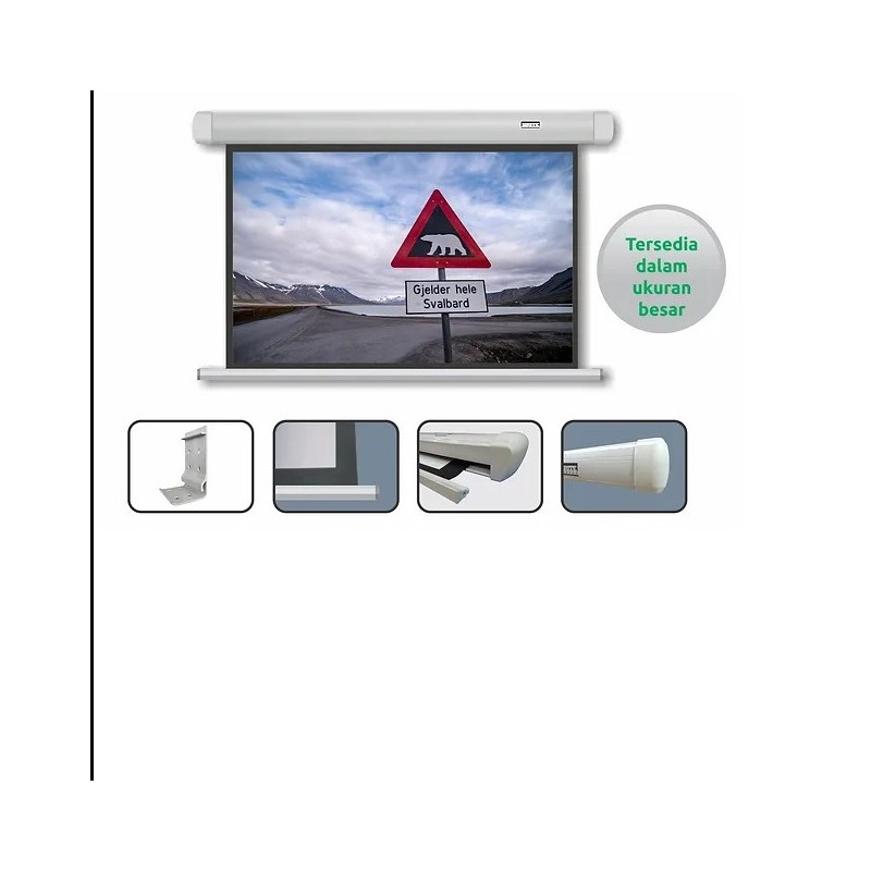 LAYAR PROYEKTOR BRITE SCREEN SMR-300225Q DELUXE MOTORIZED SCREEN